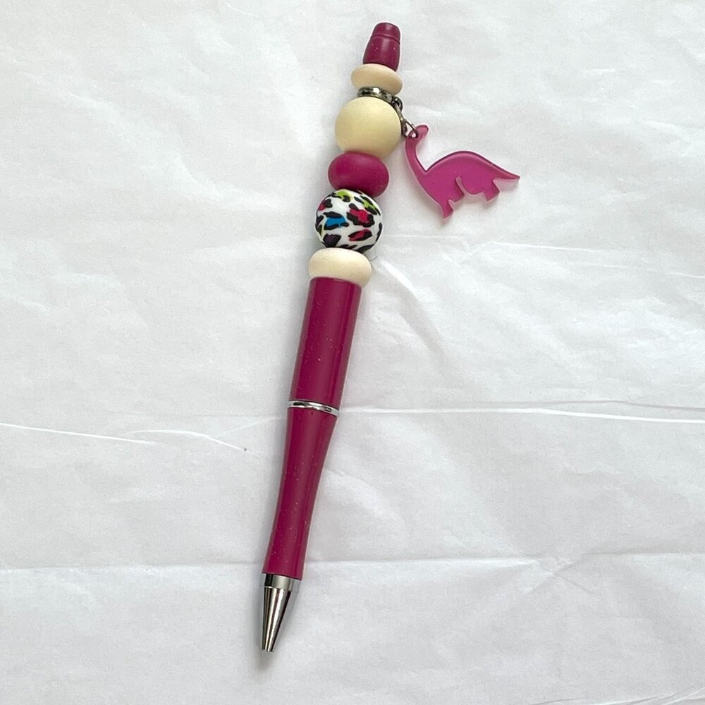Dinosaur Beaded Pen-Beaded Childs Pen-Dinosaur Pen-New Free Refills!